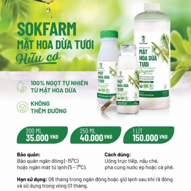 MẬT HOA DỪA TƯƠI HỮU CƠ SOKFARM